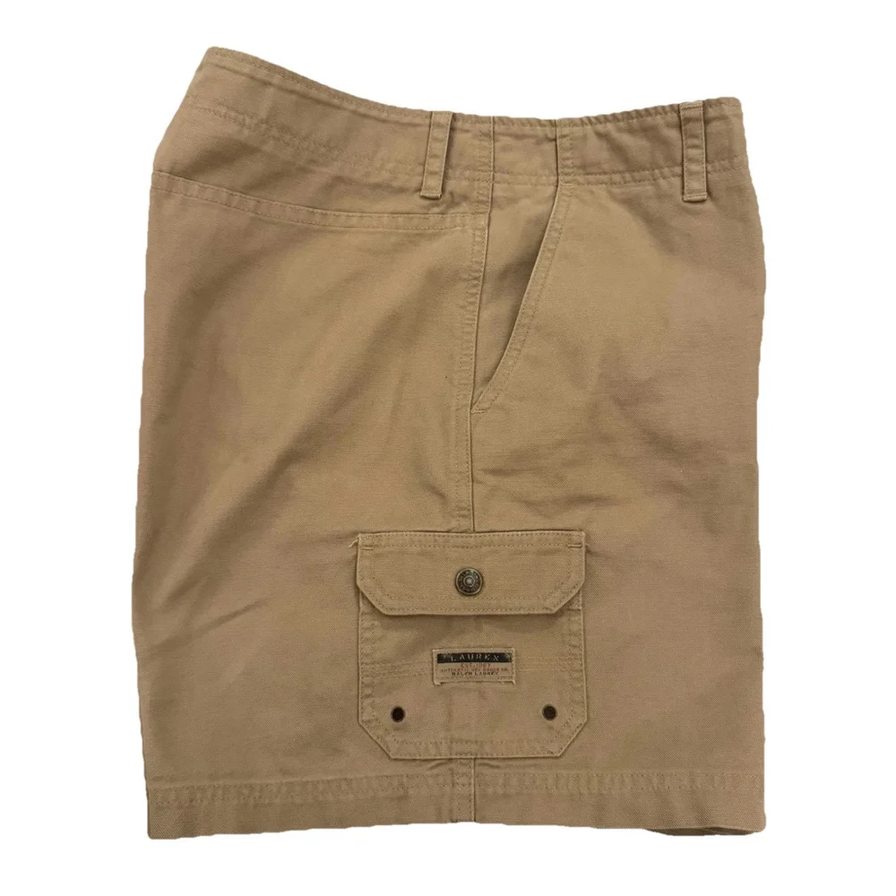 Lauren Ralph Lauren Cargo Hiking Shorts Women's Size 12 Khaki Tan Cotton